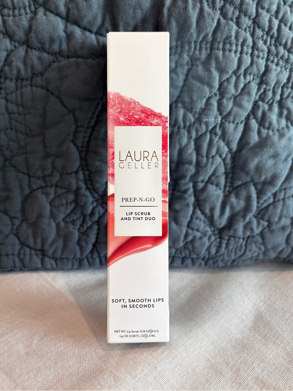 Laura Geller Prep-N-Go Lip Scrub Tint Duo Finish Line New Pink Coral NIB